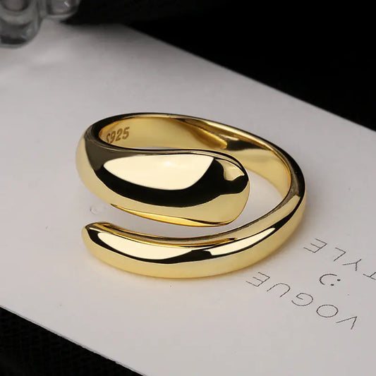 Silver Glossy Water Drop Ring