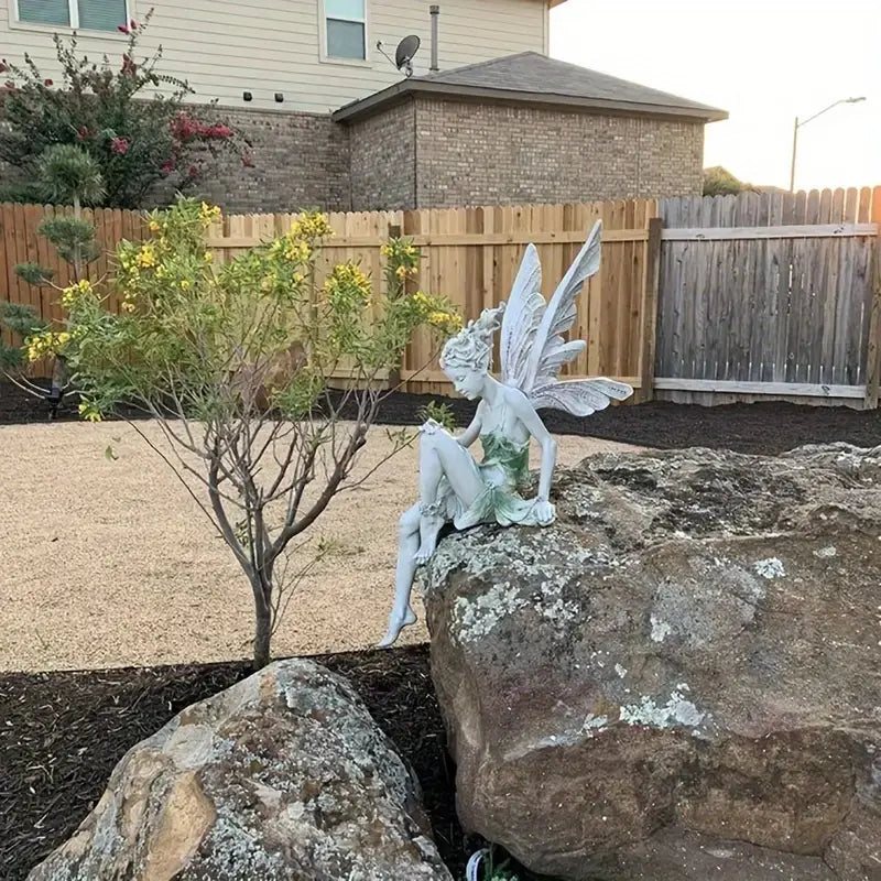 Sitting Fairy Resin Statue